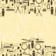 Hairdressing tools seamless pattern in retro style N6