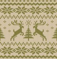 Vector Seamless Knitted Pattern with Deers