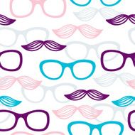 Seamless glasses and mustache pattern