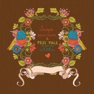 Vector floral illustration with birds and flowers