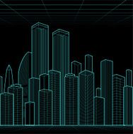 Neon edifice towe high rise multi stored building city