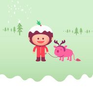 Christmas crackers character pudding face dog pine illustration N2