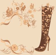 Stiletto boots decorated of flowers