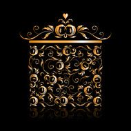 Gift box stylized golden ornament