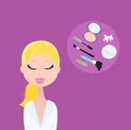Woman with cosmetic accessories