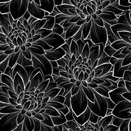 Beautiful seamless background with monochrome black and white flowers N10