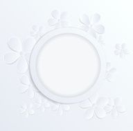 gray and white background flowers paper place for text