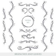 Elegant floral elements with branches and leaves N6