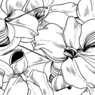 seamless monochrome vector pattern from abstract flowers N13