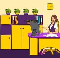 Beautiful business women in office Vector N3