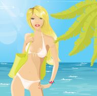 Glamor girl on the beach