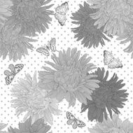 Beautiful monochrome black and white seamless background with flowers N19