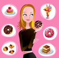Girl and dessert clip art