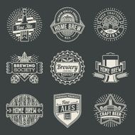 Retro design insignias logotypes home brewery set 2