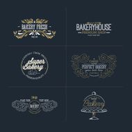 Set of bakery and bread logotypes Vector illustration