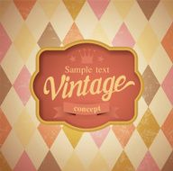 Vector vintage frame on diamond shape background