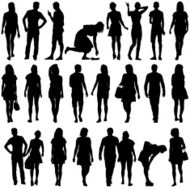 Black silhouettes of beautiful mans and womans N30