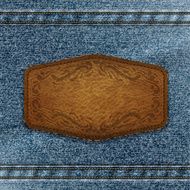 Leather label on denim