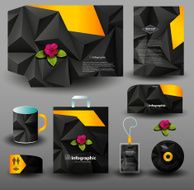 Stationery design geometric black yellow