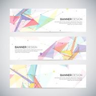 Vector banners set with polygonal abstract shapes circles lines triangles