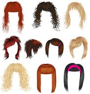 Vector set of trendy wigs - hair styling for woman