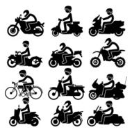 Motorcycle rider Icons set Vector Illustration
