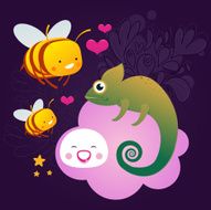 Crazy chamelon and bees