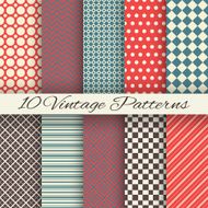 Vintage different vector seamless patterns (tiling) N9