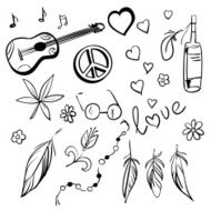 Hand drawn hippie set N2