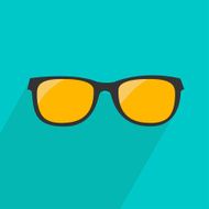 Glasses with yellow lenses Long shadow flat design Sunburst b