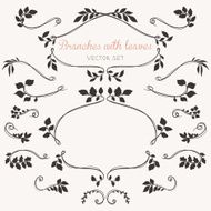 Floral elements with leaves and branches