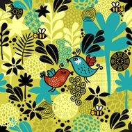 Seamless pattern with sweet couple of birds
