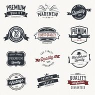 Set of vector stickers and ribbons - retro