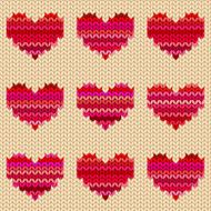 Seamless knitted pattern with hearts N3