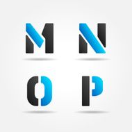 mnop blue stencil letters