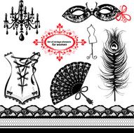 Carnival Mask Corset Peacock feather Fan