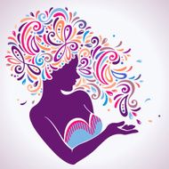 Beautiful woman portrait with abstract hair pattern N2