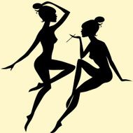 black silhouettes of two women