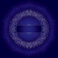 Gold frame with floral elements on violet background