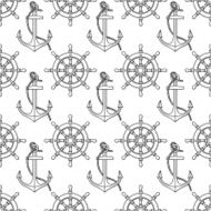 Vector pattern with anchors and ship&#039;s wheels N4