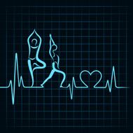 heartbeat make a yoga girl and heart symbol