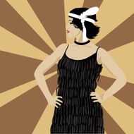Lady dressed in retro style posing profile