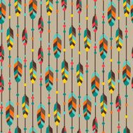 Ethnic seamless pattern in native style with feathers