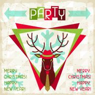 Merry Christmas background with deer in hipster style N3