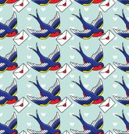 Old school pattern with birds and letters N20