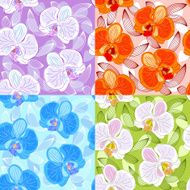 Seamless floral patterns with orchids
