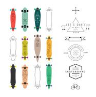 Skateboards and longboards Vintage labels Vector Isolated N2