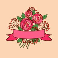 Vintage rose bouquet with ribbon