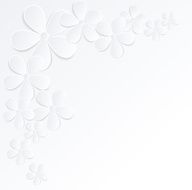 gray and white background flowers made of paper