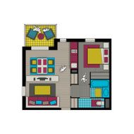 two rooms apartment with balcony pop interior